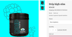 DRIP PRE WORKOUT POWDER – 19.71 oz – BLUE RASPBERRY – FREE SHIPPING!