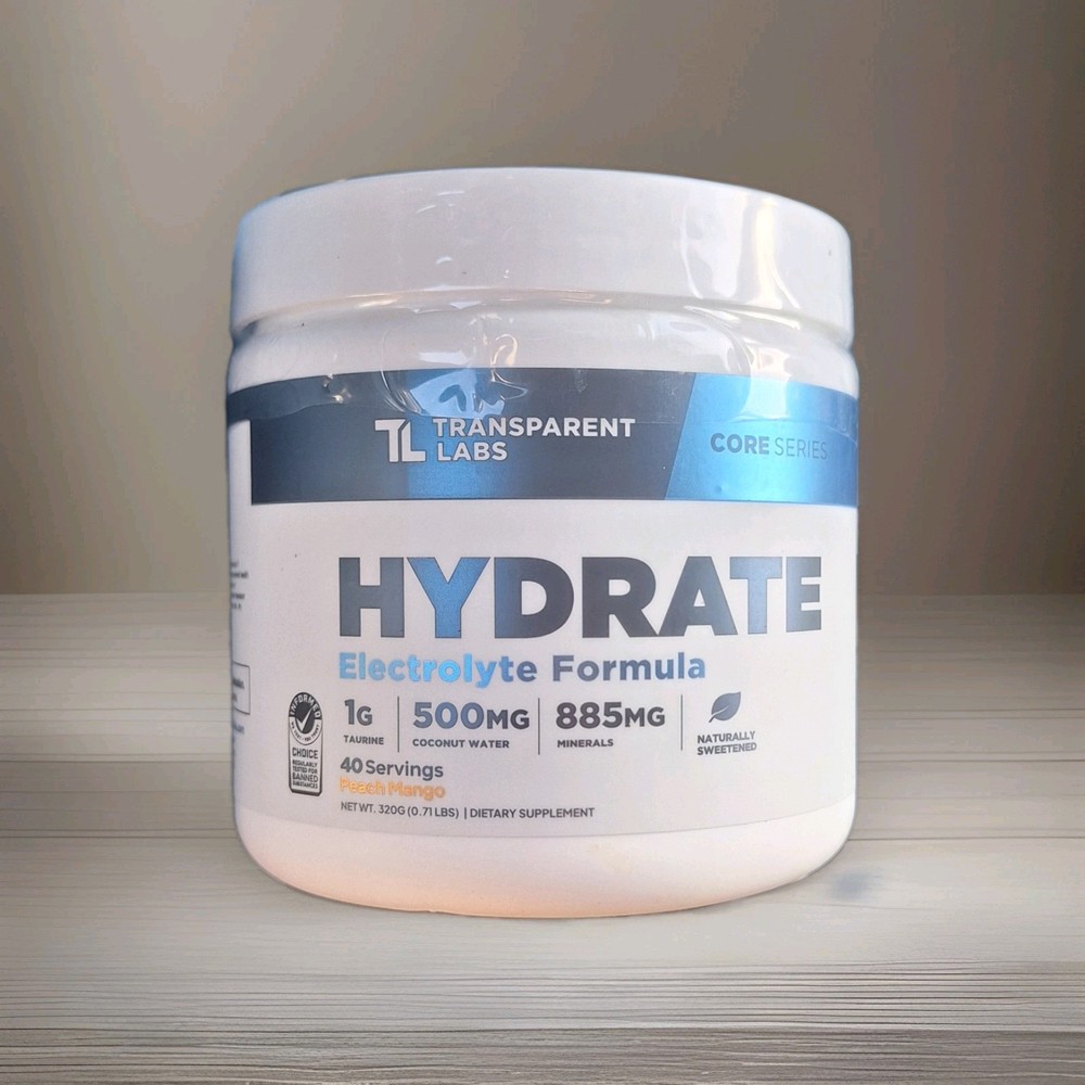 Transparent Labs Hydrate Electrolyte Formula Peach Mango, 40 Servings, 0.7 LBS
