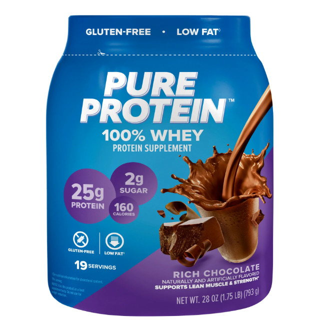 Pure Protein 100% Whey Powder, Rich Chocolate, 25g Protein, 1.75 lb