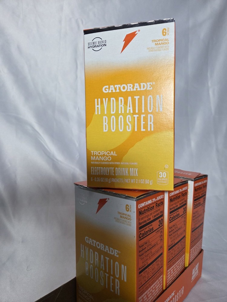 (4) Gatorade Hydration Booster Tropical Mango Electrolyte Drink- 6ct each