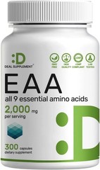 Essential Amino Acids (EAA) 2000mg Per Serving, 300 Capsules – Unflavored -…