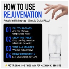 Rejuvenation Molecular Hydrogen Water Tablets: 12 ppm H2, Patented, USA Made,…