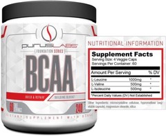 BCAA Capsules by Purus Labs – 2:1:1 Leucine, Valine, Isoleucine – 240 Capsules