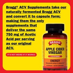 (Pack of 4) Bragg ACV Energy Apple Cider Vinegar Energy Capsules 90 Capsules