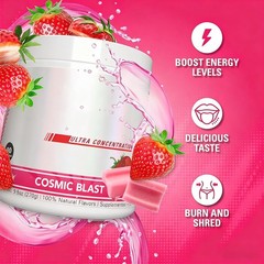 Servings Fat Burner Blast, Powder 60 Thermogenic – Cosmic Pre-Workout Strawberry