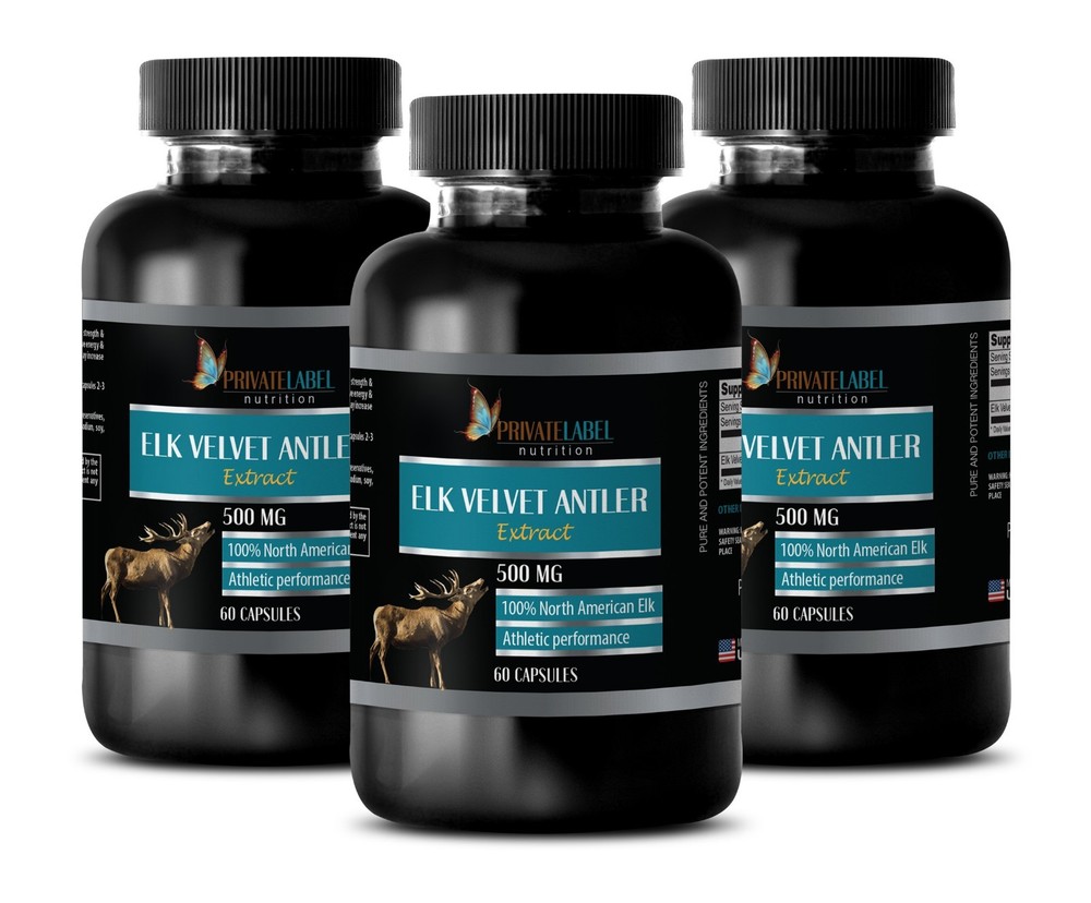 Pure IGF Deer Antler – Elk Velvet Antler 500mg (180 Capsules, 3 Bottles)