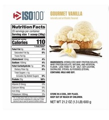 Dymatize ISO100 Hydrolyzed Whey Gourmet Vanilla 20 Servings