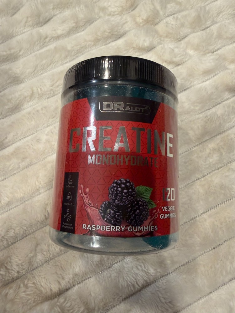 Dralot 99.99% Creatine Monohydrate Gummies 120ct Raspberry Sealed exp 2027