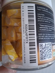 HAPPYUMMMM D3 & K2 SOFTCHEWS PINEAPPLE (60) SUGAR & GLUTEN FREE SUPPLEMENTS