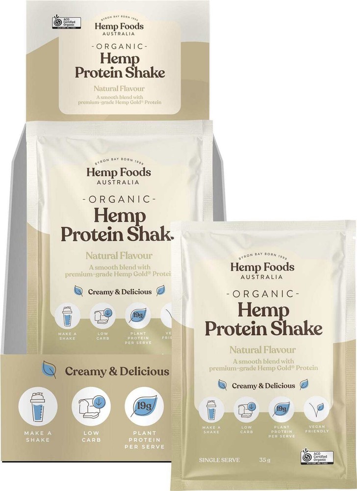 Hemp Foods Australia Organic Hemp Protein Shake Natural 35g (Pack of 7)