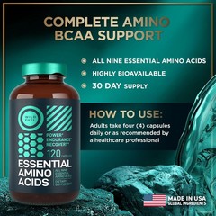 Essential Amino Acids – 1 Gram Per Serving Powder Blend of All 9 Essential Amino