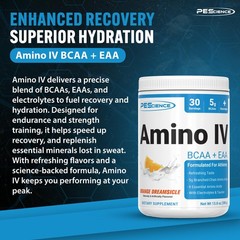 Vegan Amino IV Powder Orange Dreamsicle BCAA EAA 5g Electrolytes 13.4 Ounce
