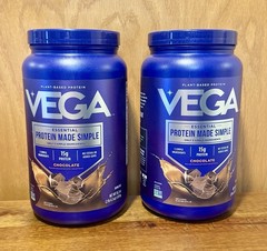 (2) VEGA Essential Protein Made Simple, Plant-Based Protein Chocolate 2lb 4.3 oz