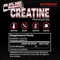 Myogenix Creatine Monohydrate – Pure Creatine Powder for Strength & Endurance…
