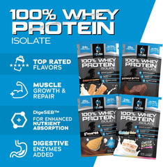 Whey Protein Sample Variety, Isolate Protein Powder Samples, Travel Packs, 4 Pac