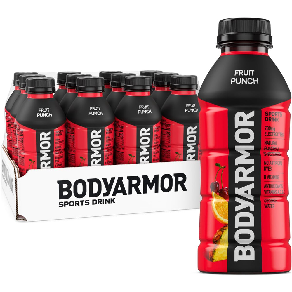 Sports Drink, Fruit Punch, Electrolyte Drink Hydration, 16 Fl Oz Bottles (12 Pac