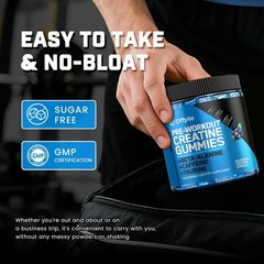 PRE WORKOUT GUMMIES FOR MEN, WOMEN CHEWABLE SUGAR FREE PREWORKOUT ENERGY GUMMIES