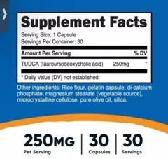 Nutricost Tudca Pills, 250mg Per Capsule, 30 Capsules NEW SEALED