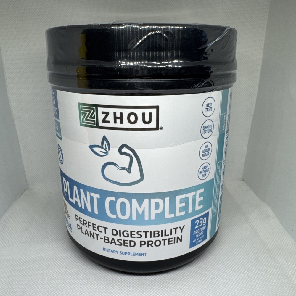 ZHOU NUTRITION Plant Complete Protein Powder – Vanilla – 19 oz