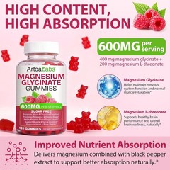 Artoa Magnesium Glycinate Gummies with L-Threonate ~ 120 Count ~ 60 Servings!