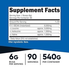 BCAA Powder 2:1:1 – 90 Servings, Unflavored Branched Chain Amino Acids Supplemen
