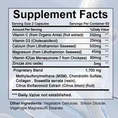 Calcium Magnesium Zinc Chondroitin Turmeric and MSM -Bone and Joint Support Caps