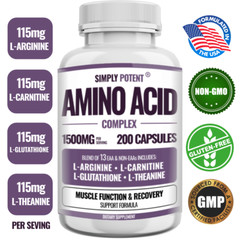 Amino Acid Complex 1500mg 200 Capsules – 13 Aminos with L-Arginine L-Glutathione