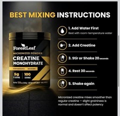 ForestLeaf Micronized Creatine Monohydrate Powder Muscle Growth Strength 100s