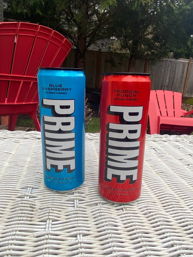 PRIME Hydration Energy Drink Blue Raspberry and Fruit Punch Flavors New 12 fl oz