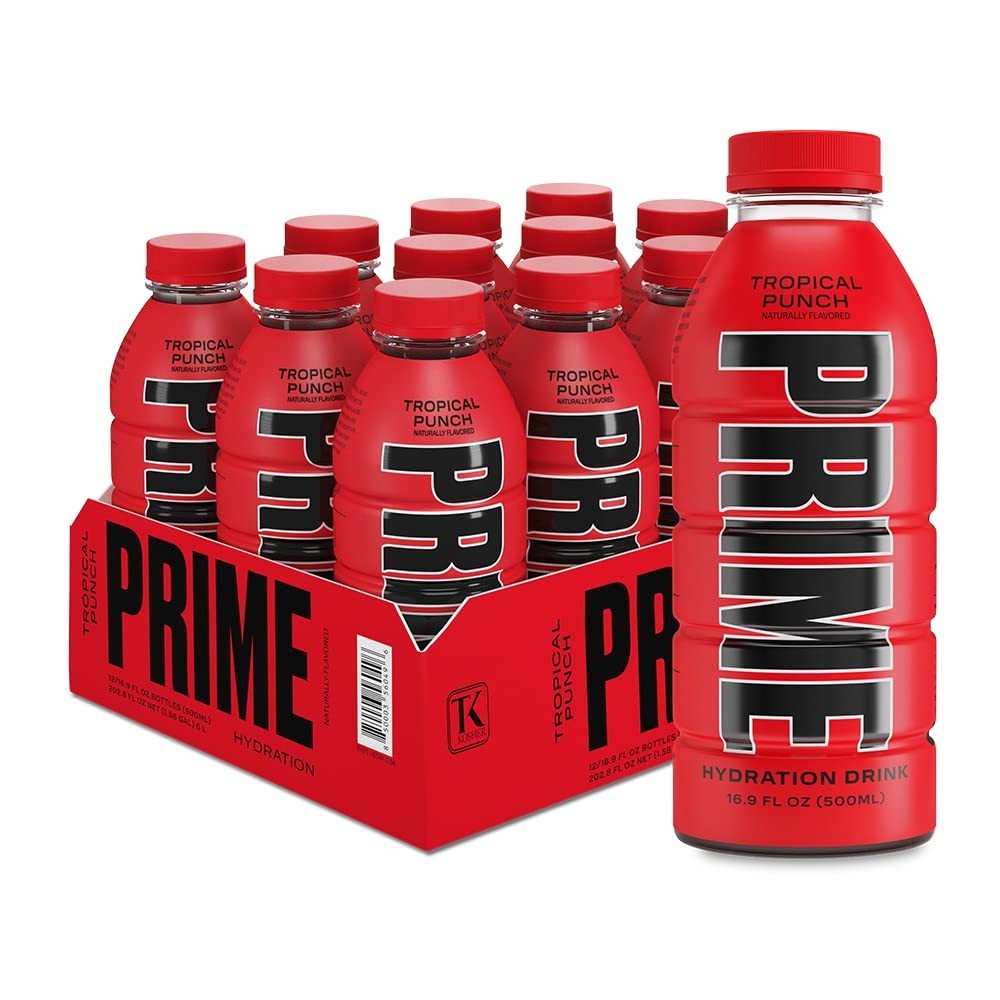 PRIME Hydration – Electrolyte Enhanced Sports Drink – Tropical Punch, 12 Bottles