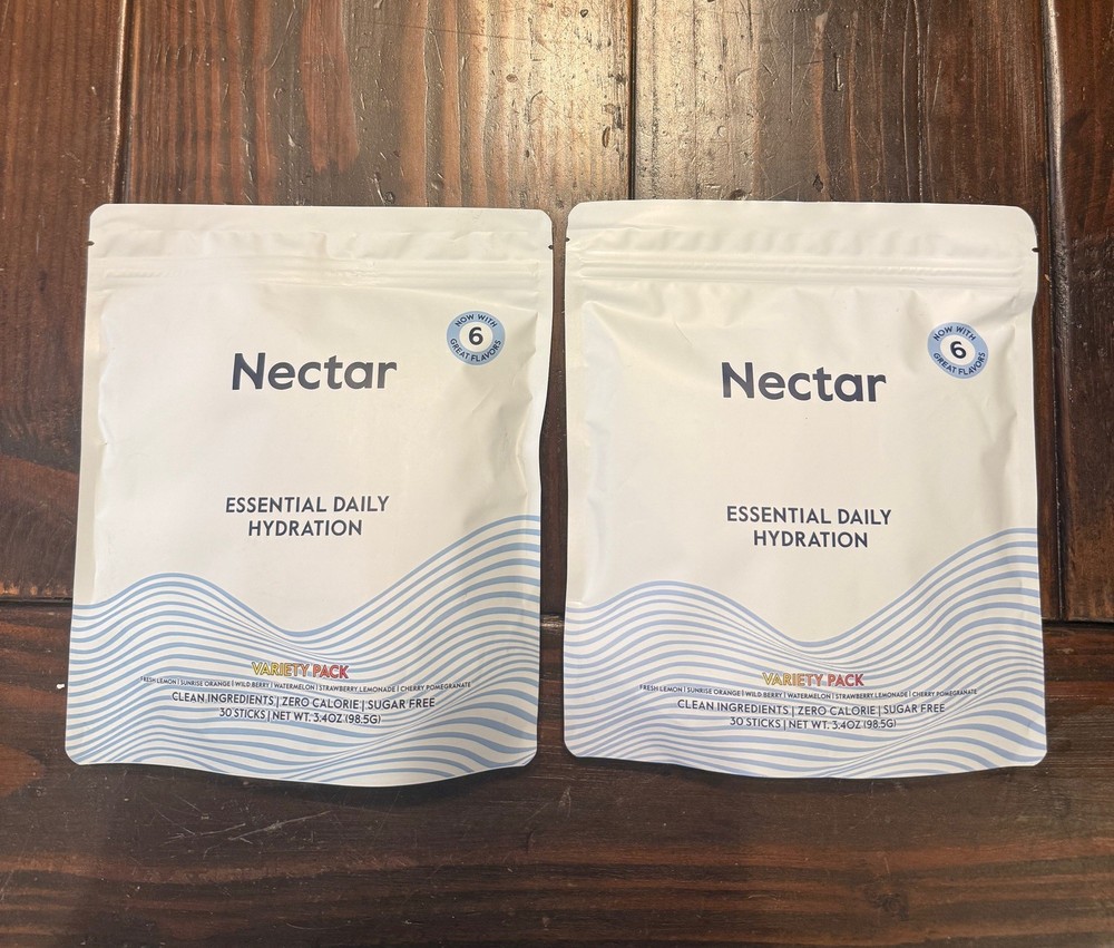 NEW Lot 2 Nectar Hydration 30 Packets Electrolytes Powder Packets Variety Pack