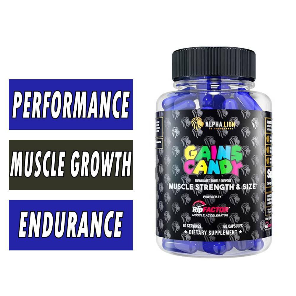 Alpha Lion Gains Candy RIP FACTOR for Muscle Strength & Size 60 Capsules New