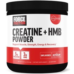 FORCE FACTOR Creatine HMB, 5g Creatine Monohydrate Powder, 3g myHMB, Support Mus
