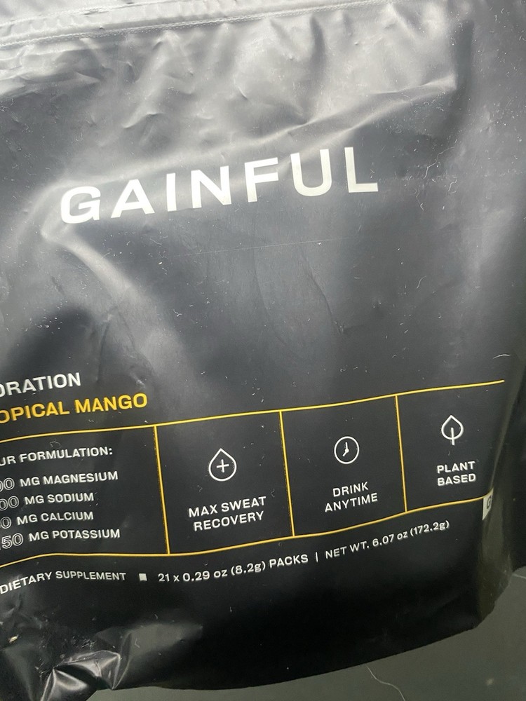 Gainful Plant Based Tropical Mango Electrolyte Powder 21 Packs Hydration