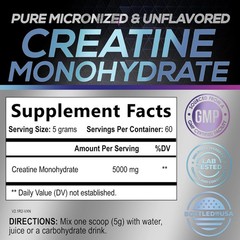Creatine Monohydrate 5000Mg per Serving – Pure Micronized Creatine Powder Supple