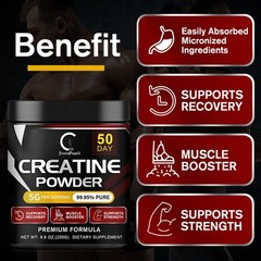 Pure Creatine Monohydrate Powder 50 Servings Muscle Booster Recivery Support