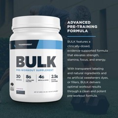 Transparent Labs Bulk Pre Workout 30 Servings Performance Enhancer