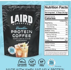 Laird Superfood Protein Coffee, Unsweetened, Premium Whey Protein
