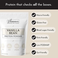 JUST Ingredients Vanilla Bean Protein Powder Casein Free 22g 15 Servings 17.46oz
