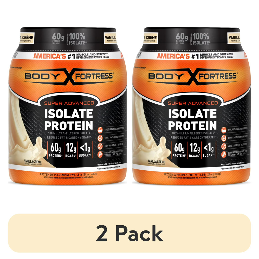2 pack Body Fortress Super Advanced 100% Ultra-filtered Isolate Protein Vanilla