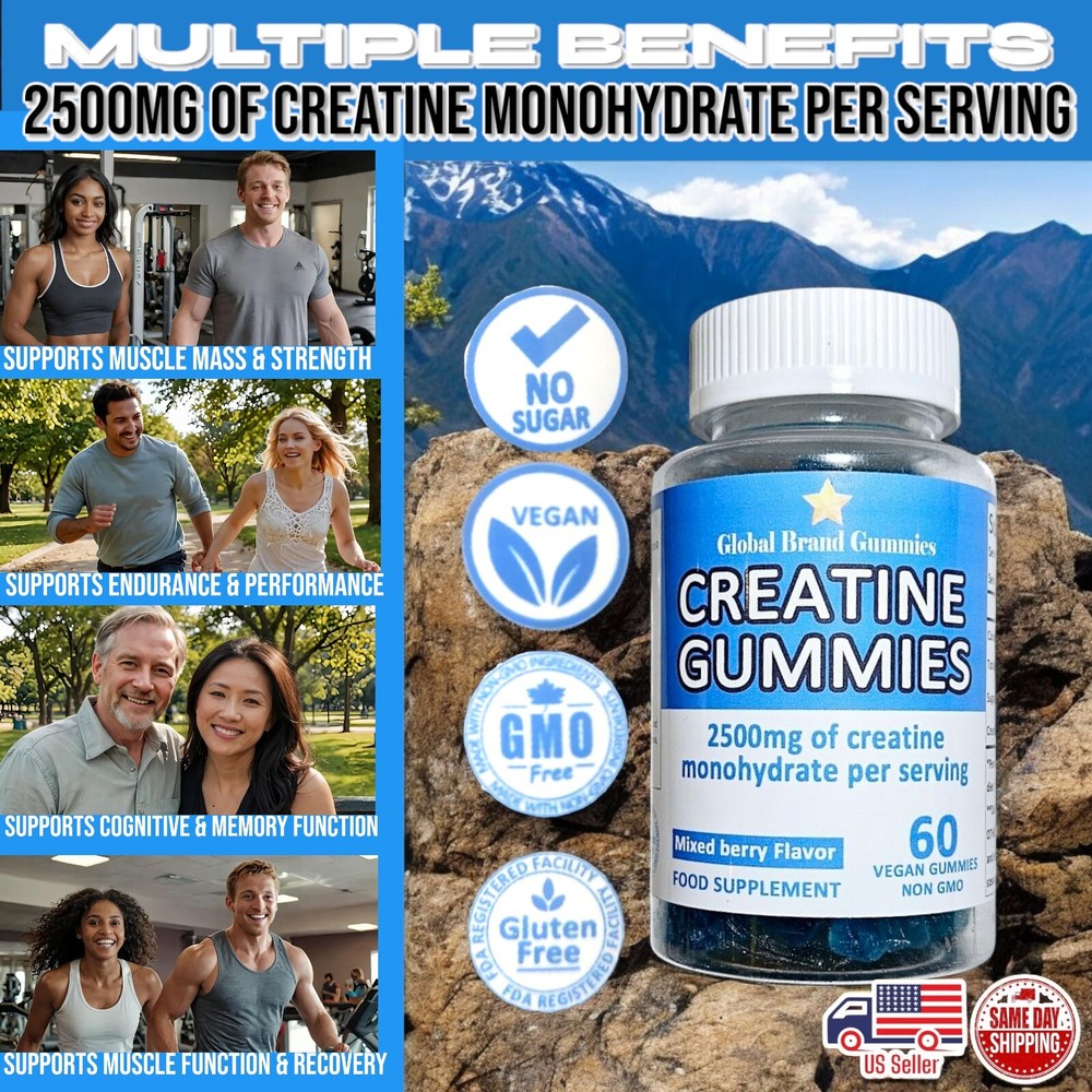 CREATINE GUMMIES 2500MG Creatine Monohydrate Per Serv Mixed Berry 60 Ct Auction