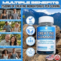 CREATINE GUMMIES 2500MG Creatine Monohydrate Per Serv Mixed Berry 60 Ct Auction