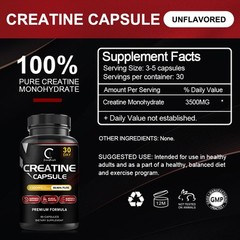 Pure Creatine Monohydrate Capsules – 270 Capsules, 3,500mg per Serving
