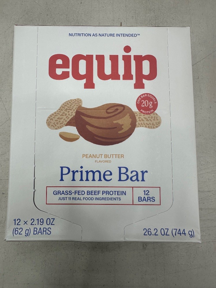Equip Prime Bar Peanut Butter Grass-Fed Beef Protein Bars 12 Pack 20g Protein