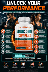2 Bottles Nitric Oxide Complex 3500mg L-Arginine AAKG Muscle Pump Growth Pills