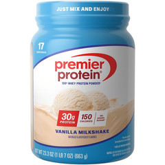 Premier Protein 100% Whey Protein Powder Vanilla Milkshake GF 23.3 oz 17 Serv