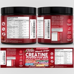 Clean Nutra Creatine Powder for Men + HMB BCAA L 9.87 Ounce (Pack of 1), Red