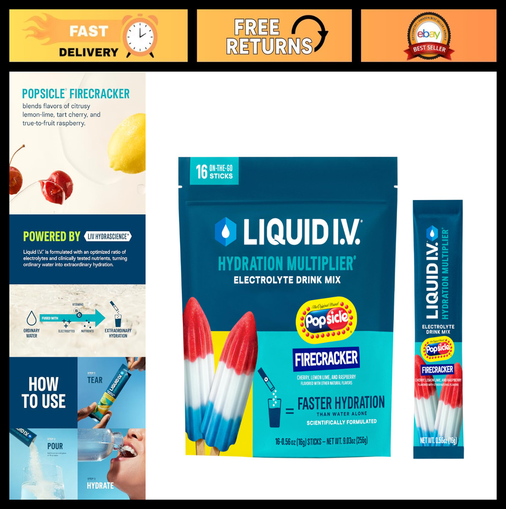 Hydration Multiplier Electrolyte Powder Drink Mix – Popsicle Firecracker Flavor,
