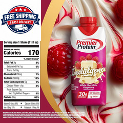 Premier Protein Indulgence Protein Shake, White Chocolate Raspberry, 12 Ct