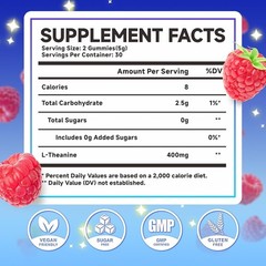 MEENCCD L-Theanine Gummies 400mg, Sugar-Free L-Theanine Supplement for Focus